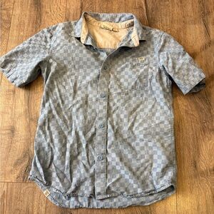 Boys button up blue checkered shirt